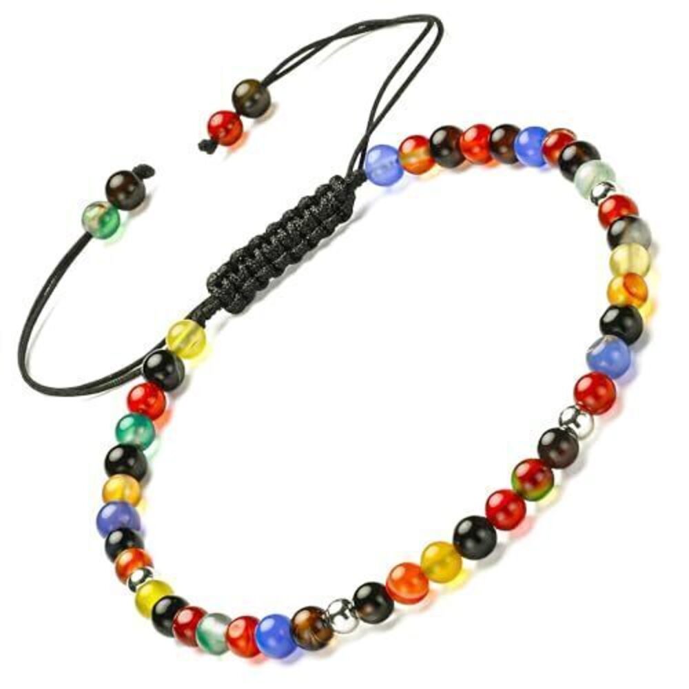 2877 Natural Gemstones Bracelet&925 Sterling Silver/18K Gold│4MM│ 7-9 in